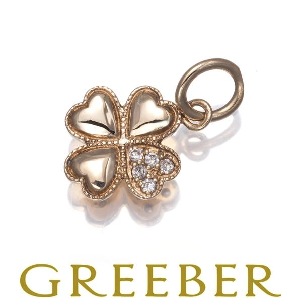 アガット ペンダントトップ ダイヤ ダイヤモンド 0.03ct クローバー K10YG BLJ