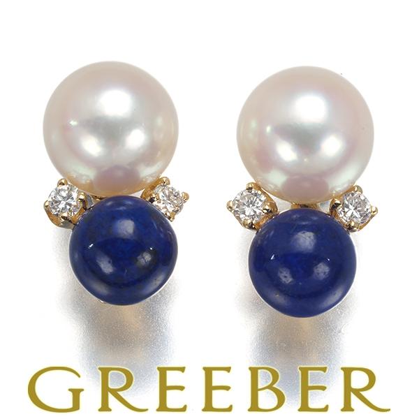 ティファニー ピアス 真珠 パール 6.4mm ラピスラズリ 5.0mm ダイヤ ダイヤモンド K1...