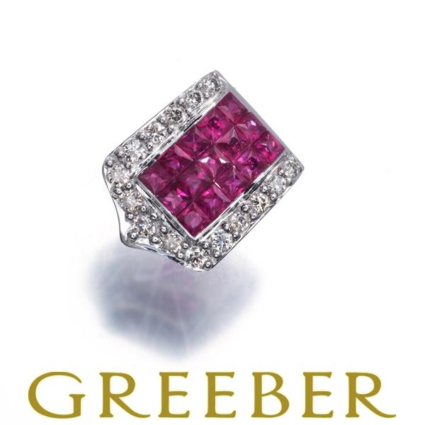 レ・エッセンシャル ペンダントトップ ルビー ダイヤ ダイヤモンド ミステリーセッティング K18W...