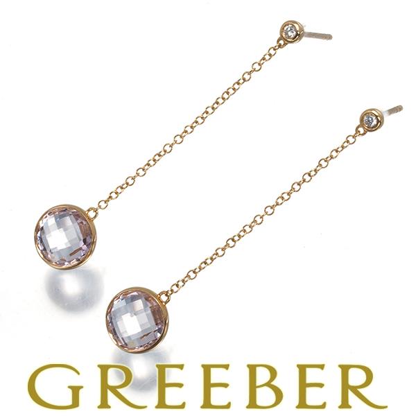 ポンテヴェキオ ピアス アメジスト ダイヤ ダイヤモンド 0.04ct 多面カット 揺れる K18P...