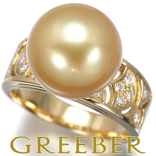 TASAKI タサキ リング ゴールデンパール 真珠 13.0mm ダイヤ ダイヤモンド 0.19c...