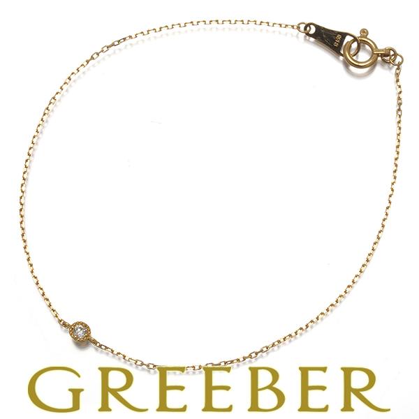 アガット ブレスレット ダイヤ ダイヤモンド 0.03ct 一粒 K18YG BLJ