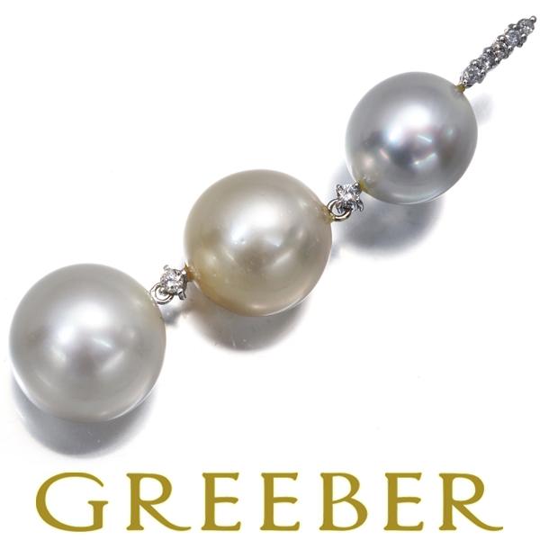 パール 真珠 11.8-14.3mm ダイヤ ダイヤモンド 0.08ct ペンダントトップ K18W...