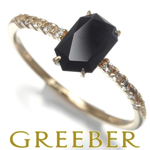 アガット リング ブラックスピネル ホワイトトパーズ 9号 K10YG 指輪 BLJ