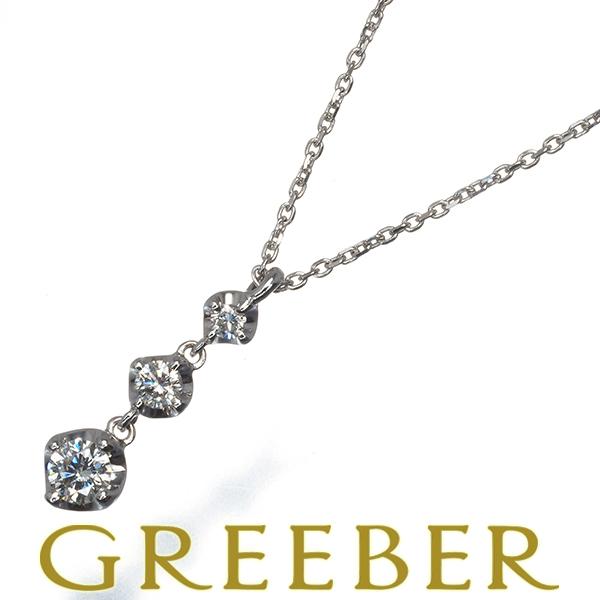 4℃ ネックレス ダイヤ ダイヤモンド 0.265ct 3P 揺れる K18WG BLJ/GENJ ...