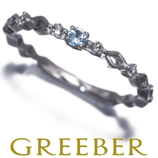 4℃ リング アクアマリン ダイヤ ダイヤモンド ピンキー 5号 K10WG 指輪 BLJ/GENJ