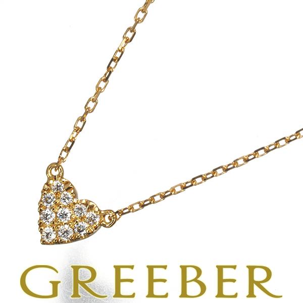 アーカー ネックレス ダイヤ 0.05ct ハートパヴェ  K18YG 【中古】BLJ