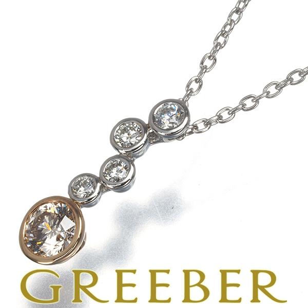 カシケイ ネックレス ダイヤ ダイヤモンド 0.25ct/0.12ct ベゼル K18PG/Pt90...