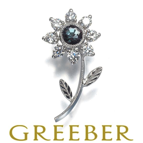 ミキモト ブローチ アレキサンドライト 0.26ct  ダイヤ 0.27ct  フラワー ピン K1...