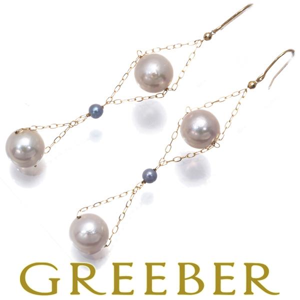 パール 真珠 7.0mm/2.8mm 揺れる フック ピアス K18YG GENJ