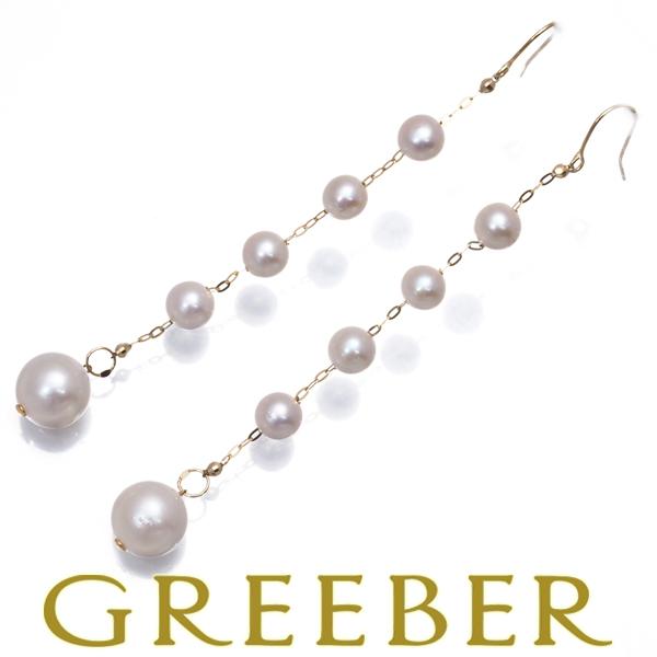 パール 真珠 4.7-7.8mm 揺れる フック ピアス K18YG GENJ