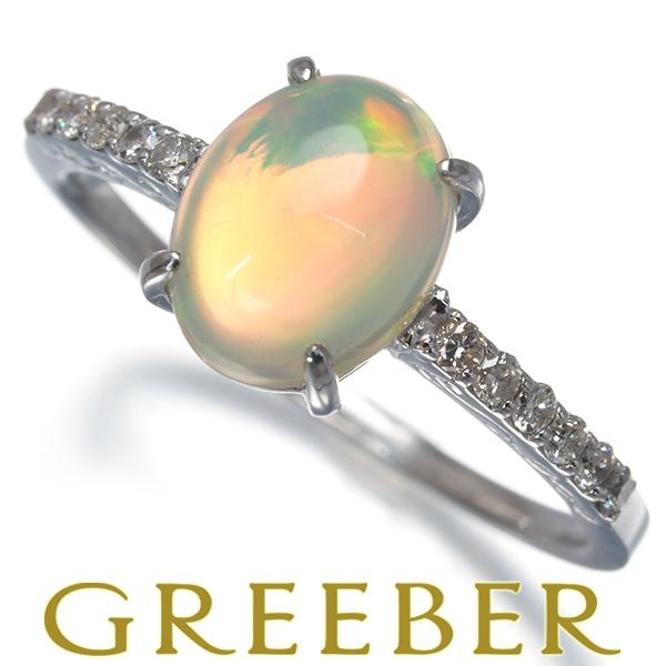 オパール 1.17ct ダイヤ ダイヤモンド 0.15ct リング K18WG ソーティング 指輪 ...