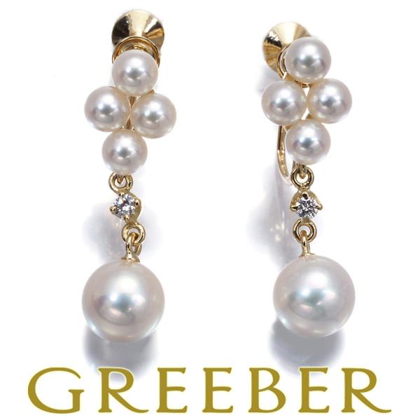 ミキモト イヤリング パール 真珠 3.8-6.6mm ダイヤ ダイヤモンド K18YG BLJ