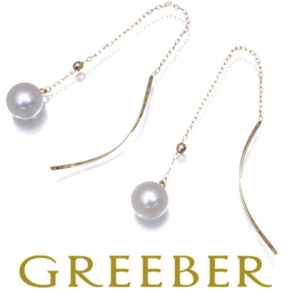 パール 真珠 6.8mm アメリカン ピアス K18YG GENJ