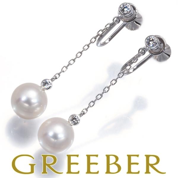 ミキモト イヤリング パール 真珠 8.9mm ダイヤ ダイヤモンド K18WG ソーティングBLJ