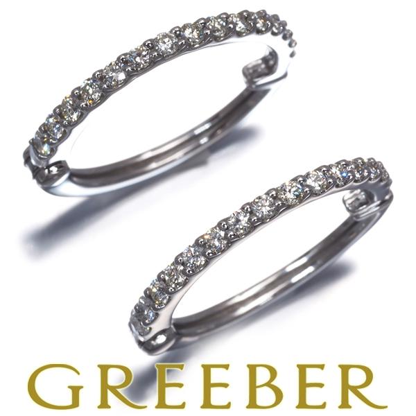 GSTV イヤリング ダイヤ ダイヤモンド 0.35ct/0.35ct フープ ピアリング Pt95...