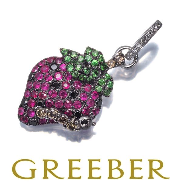 ルビー 0.47ct ダイヤ ダイヤモンド 0.23ct グリーンガーネット イチゴ フルーツ ペン...