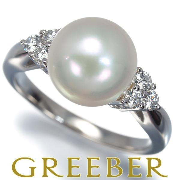 ミキモト リング パール 真珠 8.9mm ダイヤ ダイヤモンド 9号 Pt950 ソーティング 指...