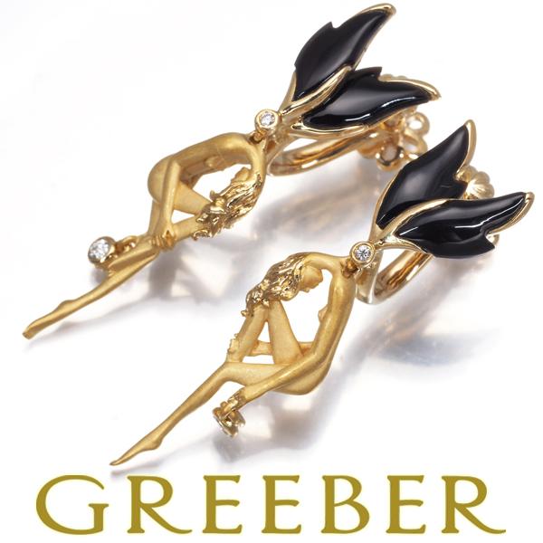 カレライカレラ イヤリング オニキス ダイヤ ダイヤモンド ポモナ K18YG BLJ