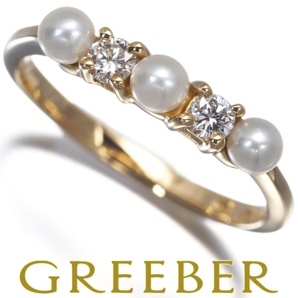 ティファニー リング ベビーパール 真珠 3.1mm ダイヤ ダイヤモンド 10号 K18YG 指輪...