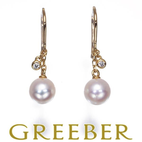 ミキモト ピアス パール 真珠 6.0mm ダイヤ ダイヤモンド フック K18YG BLJ