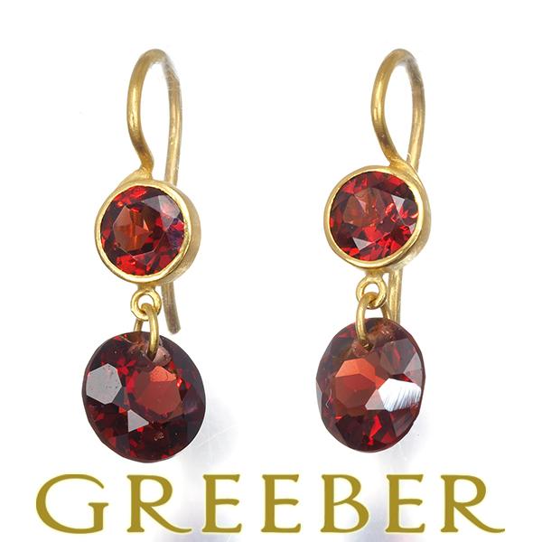 マリーエレーヌドゥタイヤック ピアス ガーネット 4.10ct インカンデセンス フック XS K2...