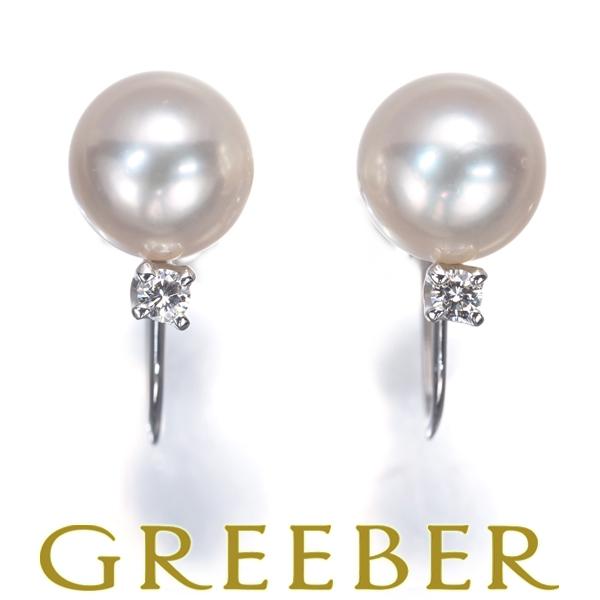 ミキモト イヤリング パール 真珠 7.3mm ダイヤ ダイヤモンド 一粒 K18WG BLJ