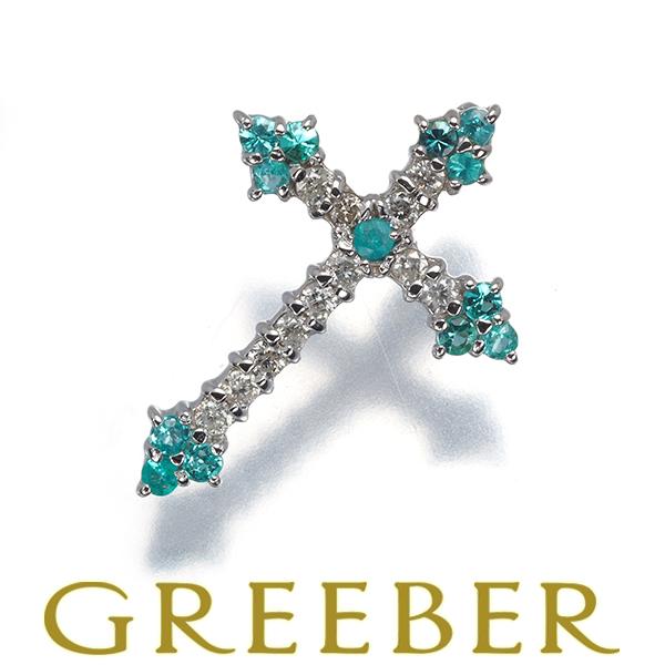 パライバトルマリン 0.14ct ダイヤ ダイヤモンド 0.12ct クロス ペンダントトップ K1...