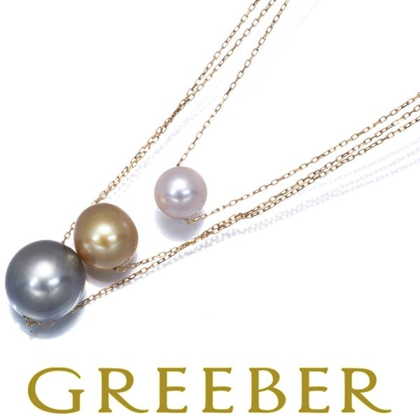 ゴールデン パール 真珠 8.0mm-11.8mm レイヤード ネックレス K18YG ソーティング...