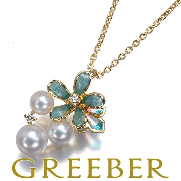 ミキモト ネックレス パール 真珠 4.5-5.8mm ダイヤ ダイヤモンド フラワー K18YG/...