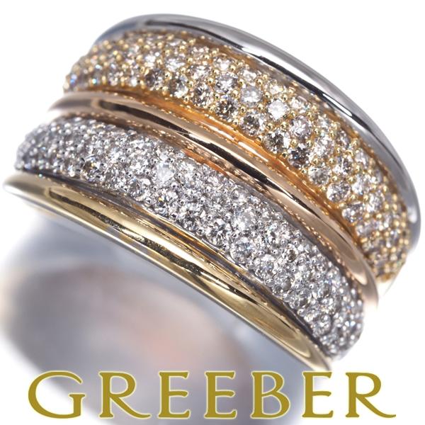 GSTV リング ダイヤ ダイヤモンド 0.90ct スリーカラー パヴェ 11号 K18YG/WG...