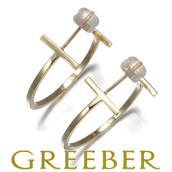 ティファニー ピアス Tワイヤー ミディアム フープ K18YG BLJ