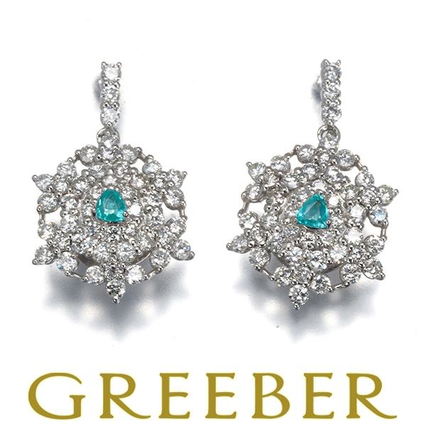 パライバトルマリン 0.106ct ダイヤ ダイヤモンド 1.06ct スノーフレーク ピアス Pt...