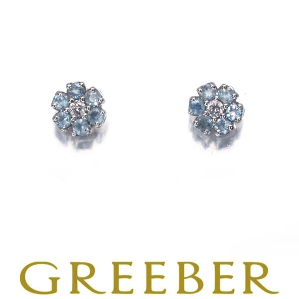 ポンテヴェキオ ピアス アクアマリン ダイヤ ダイヤモンド 0.01ct/0.01ct フラワー K...