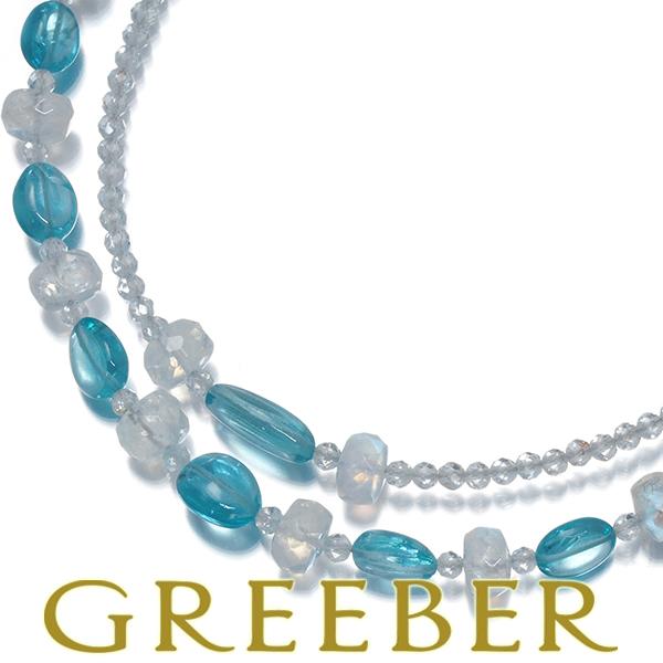 ムーンストーン クォーツ ブルーストーン 2連 ネックレス K18WGGENJ