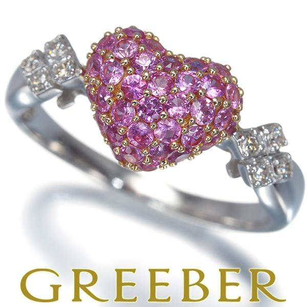 笠原真寿美 リング ピンクサファイア 0.80ct ダイヤ ダイヤモンド 0.05ct ハート 14...