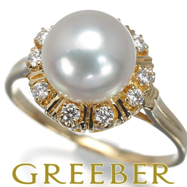 ミキモト リング パール 真珠 8.4mm ダイヤ ダイヤモンド 13号 K18YG 指輪 【中古】...