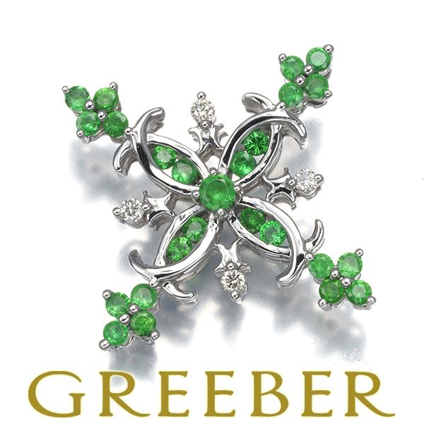 グリーンガーネット 0.50ct ダイヤ ダイヤモンド 0.05ct クロス ペンダントトップ K1...