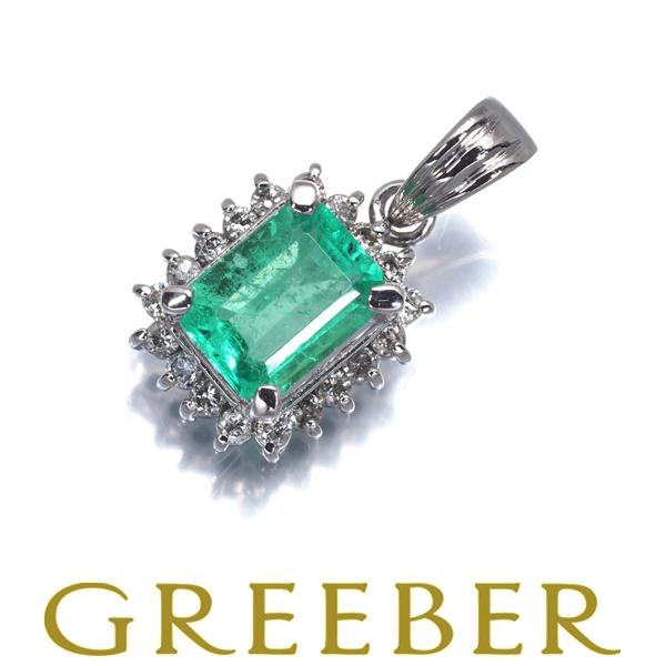 エメラルド 0.70ct ダイヤ ダイヤモンド 0.15ct クラシック ペンダントトップ Pt90...