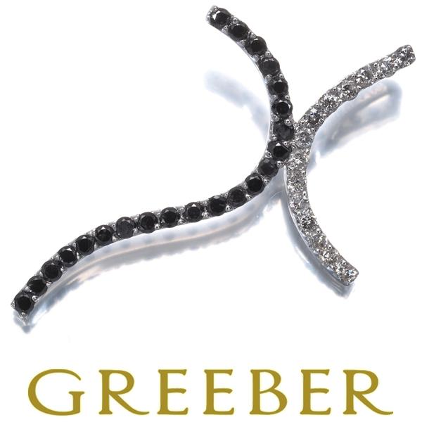 ブラック&amp;クリア ダイヤ ダイヤモンド クロス ペンダントトップ K18WG GENJ