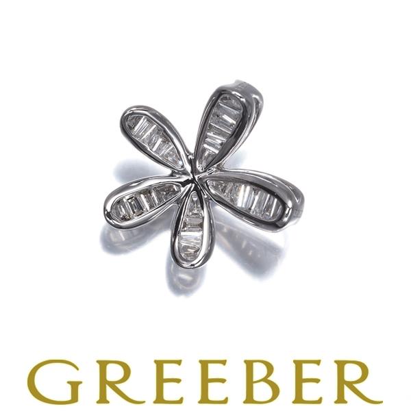 ダイヤ ダイヤモンド 0.20ct テーパーカット フラワー ペンダントトップ K18WG GENJ