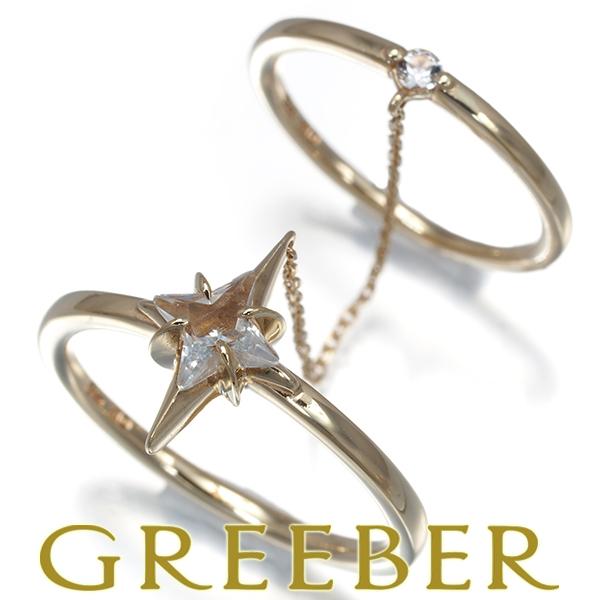 スタージュエリー リング ホワイトトパーズ ダブルフィンガー K10YG 3号/10号 保証書 指輪...