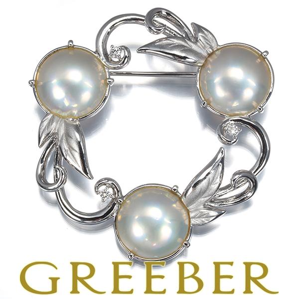 TASAKI タサキ ブローチ パール マベ真珠 11.0mm ダイヤ ダイヤモンド 0.05ct ...