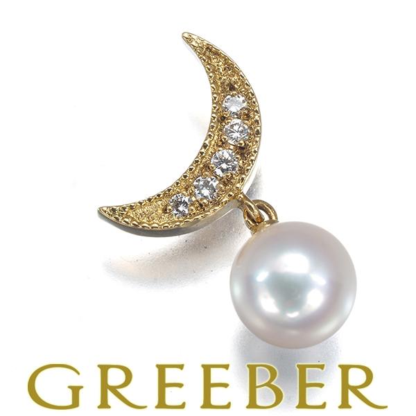 ミキモト ブローチ パール 真珠 7.0mm ダイヤ ダイヤモンド ムーン K18YG 【中古】BL...