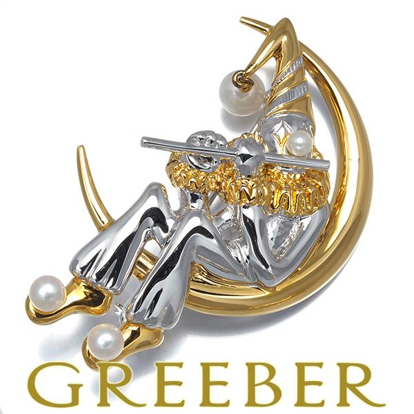 ミキモト ブローチ パール 真珠 3.2-6.0mm ピエロ シルバー 【中古】BLJ