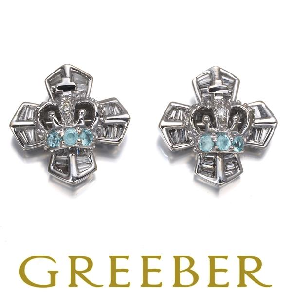 笠原真寿美 ピアス ダイヤ ダイヤモンド 0.42ct パライバトルマリン 0.08ct クラウン ...