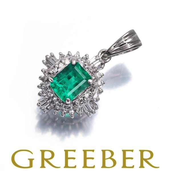 エメラルド 0.63ct ダイヤ ダイヤモンド 0.27ct クラシック ペンダントトップ Pt90...