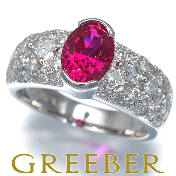 クレサンベール リング 再結晶ルビー 1.48ct ダイヤ ダイヤモンド 0.82ct パヴェ 12...
