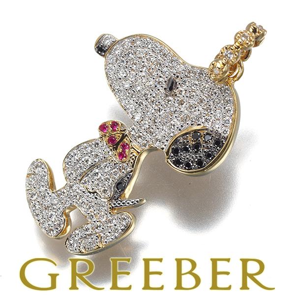 スヌーピー 公式ピーナッツ ダイヤ ダイヤモンド 0.65ct ルビー 0.07ct ペンダントトッ...