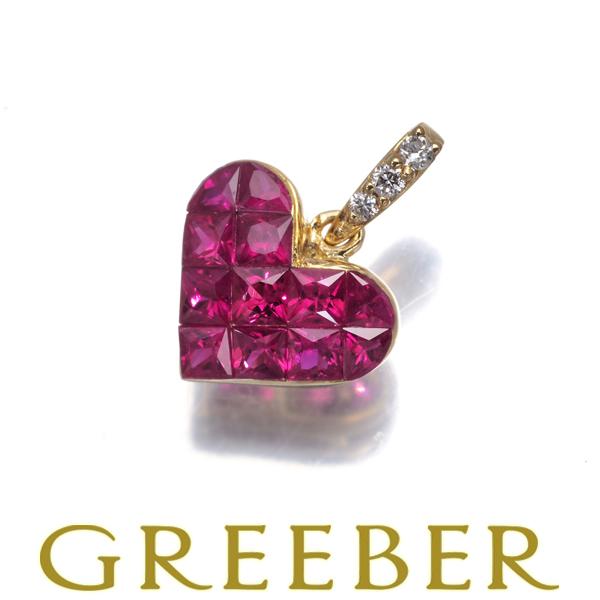 ルビー 0.73ct ダイヤ ダイヤモンド 0.02ct ハート ミステリーセッティング ペンダント...